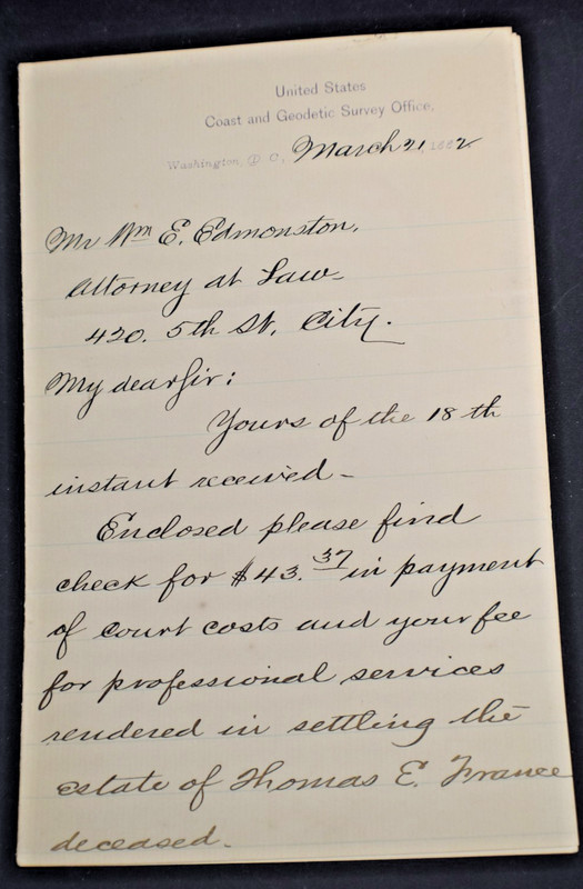 1882 US Coast & Geodetic Survey Office *SIGNED* by William B Morgan