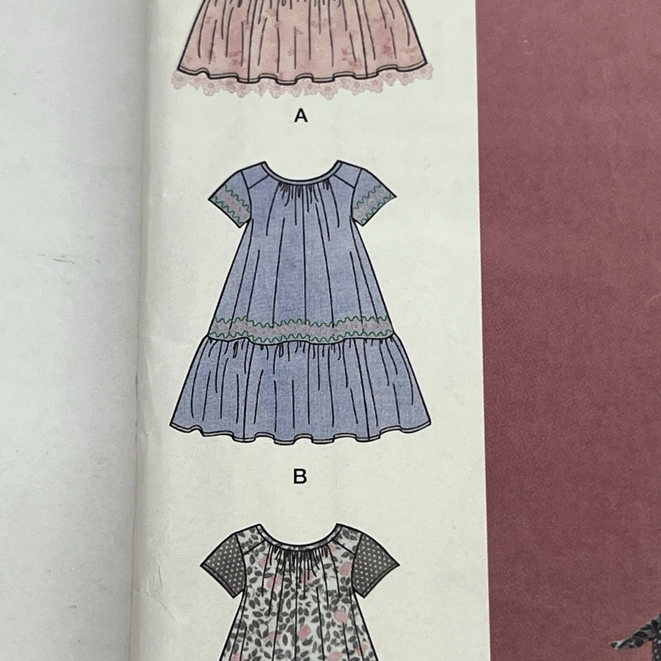 SIMPLICITY #S8935 - GIRLS ( 4 STYLE ) BOHO DRESS w/LG. POCKETS PATTERN 3-8 FF - Image 3 of 4
