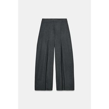 ZW COLLECTION ZARA WIDE-LEG PINSTRIPE TROUSERS WITH DARTS size L
