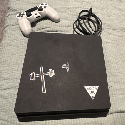 Sony PlayStation 4 Slim Black Home Console w/ White DualShock 4, HDMI USB