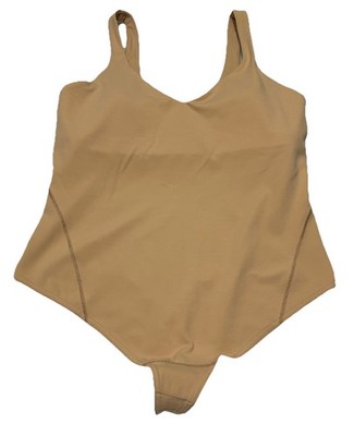 Lululemon Align Bodysuit Nulu Nude Sleeveless Shelf Bra Thong Womens Size 10