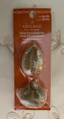ASHLAND HALLOWEEN MINIATURES CERAMIC WICKER LOOK PUMPKINS NEW FALL THANKSGIVING