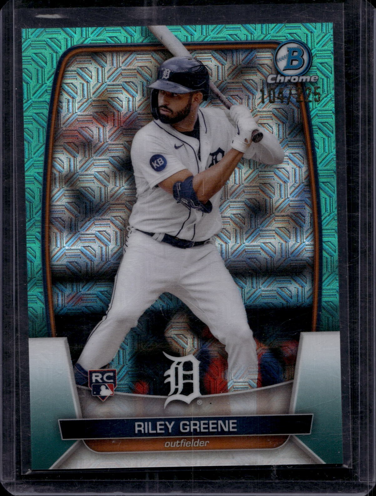 2023 Bowman #90 Riley Greene Mojo Aqua Refractors #/225