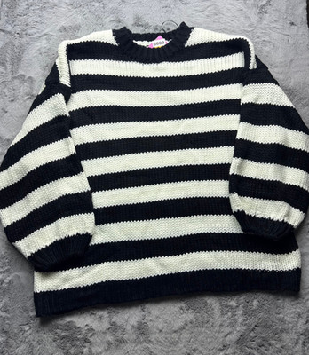 Dressed In LALA Womans Sweater Small Medium Jailbrid Striped Chunky Knit