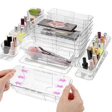 25pcs clear drawers organizer set vanity Drawer Storage Box expandable clear ...