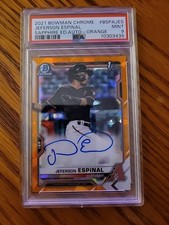 2021 Bowman Chrome Sapphire Jeferson Espinal 1st RC Orange Ref Auto /25 PSA 9 