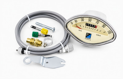 Vespa Bajaj Chetak 110 Km/H Speedometer Kit Cable Worm Gear Free Bulb