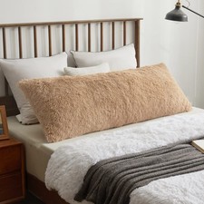 Luxury Shaggy Faux Fur Body Pillow Cover, Fluffy Bed Pillow Case w Zipper Clo...