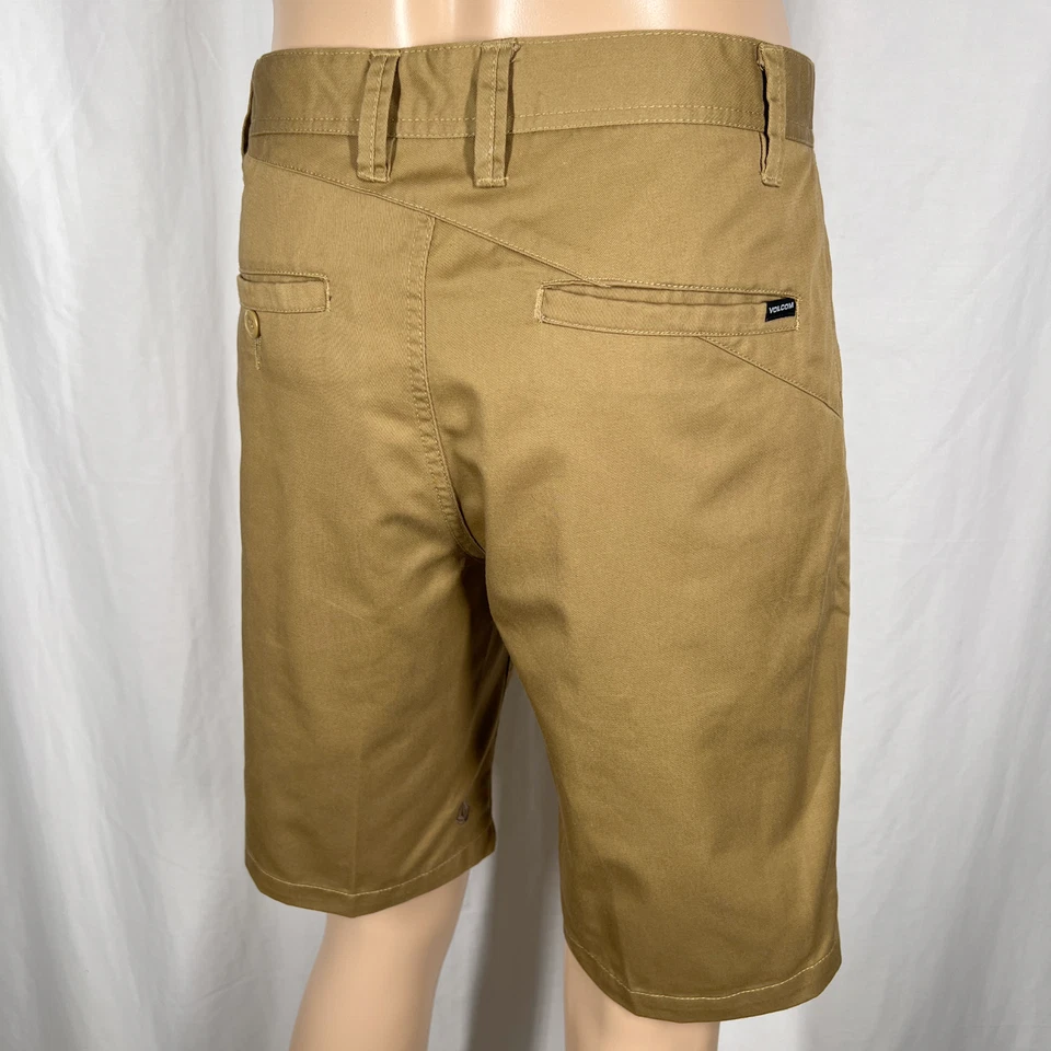 Volcom Men's 31W Beige Camel/Tan Flat Front Frickin Chino Twill Skate Shorts - Image 4 of 4