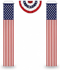 4Th of July Decorations, Patriotic Outdoor Hanging American Flag, Red White and