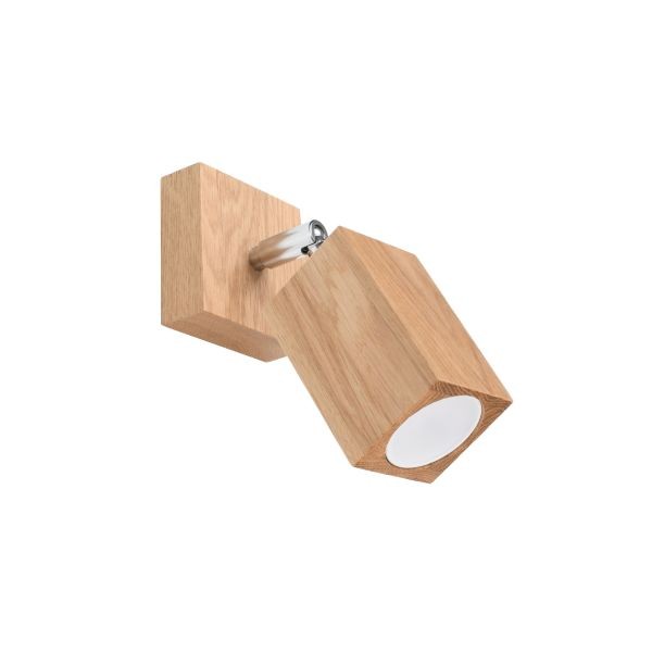 Applique bois chêne GU10 Keke 1 spot mural orientable et compact