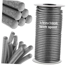 1/2 Inch x 100 ft Foam Backer Rod for Gaps Joints 1/2 Inch X 100 ft Gray