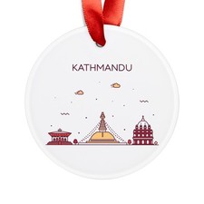 Kathmandu Nepal Skyline - Round Acrylic Ornament - Personalized Holiday Gift