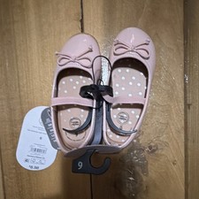 Wonder Nation Blush Pink Bow Ballet Flats Girls Polka Dot Size 6