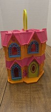 2004 FISHER PRICE Sweet Streets Orange Pink Victorian Doll House Carry Along EUC