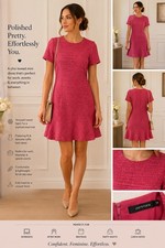 Portmans Pink Textured Mini Dress Size 14 Tweed Look Work Party Occasion