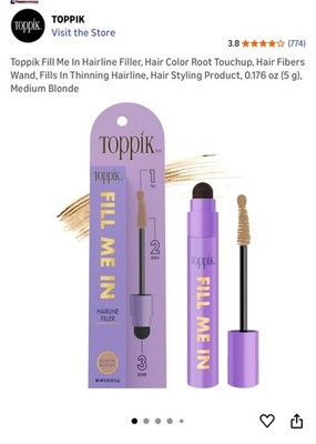 Toppik Fill Me in Hairline Filler Color Root Touchup w/Hair Fibers Wand blonde