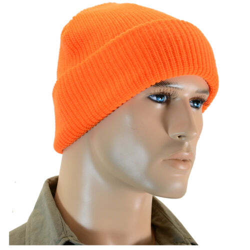 Gorra naranja de reloj de invierno - gorro grueso tejido cálido exterior militar sombrero del ejército - Imagen 1 de 1