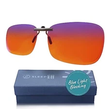 Clip On 99.9% Orange Blue Light Glasses for Computer TV Gaming Use Improve Sl...
