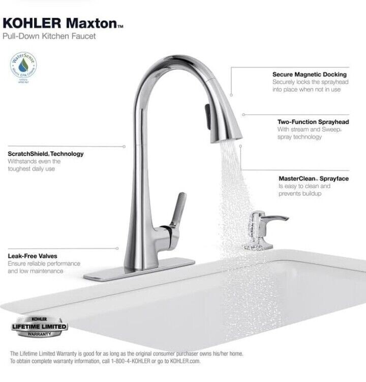 New Kohler Maxton Touchless Pulldown Kitchen Faucet Vibrant Stainless