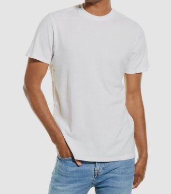 $40 Thread & Cloth Men's White Short-Sleeve Crewneck Micro-Waffle T-Shirt Size L