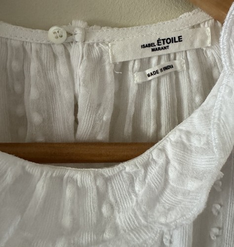 Etoile Isabel Marant Blouse Size 36 White 3D Dot Ruffle - Picture 5 of 6