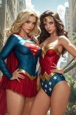 WONDER WOMAN & SUPERGIRL 04 Fine Art Print 13x19 Limited 1/30 DC Justice League