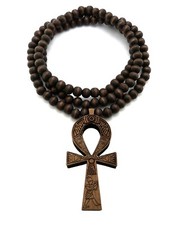 NEW EGYPTIAN ANKH WOODEN NECKLACE
