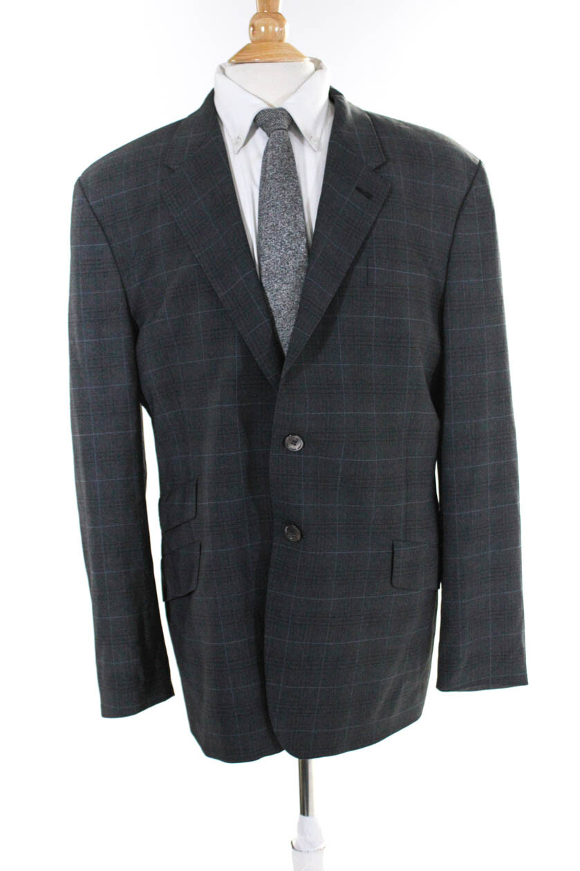 Paul Smith Mens Gray Wool Plaid Two Button Long Sleeve Blazer jacket Size 46R eBay