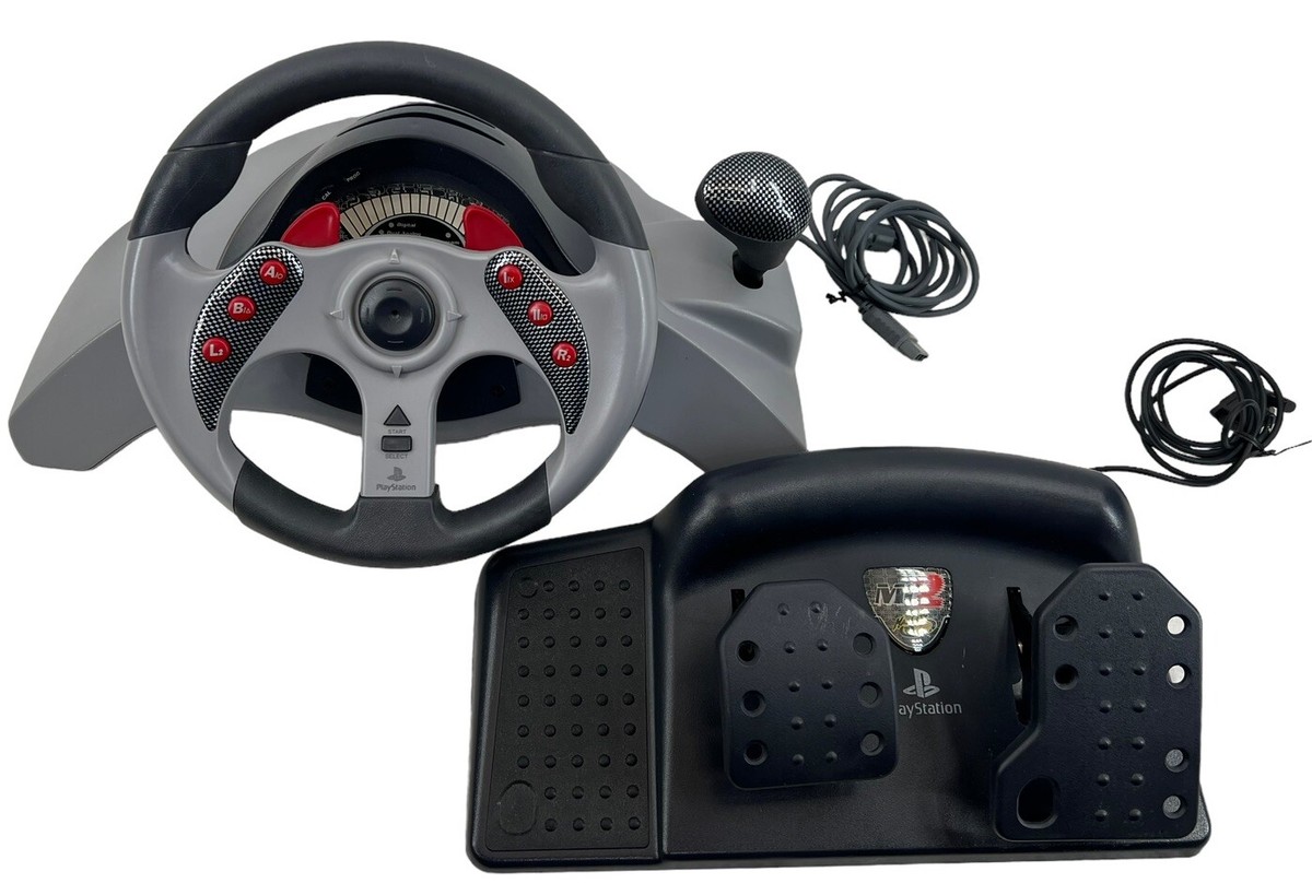 Mad Catz 8020 Playstation MC2 Vibrating Racing Steering Wheel Pedal PS2