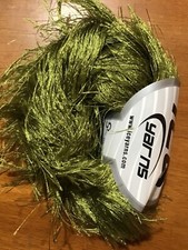 Ice Long Eyelash Yarn Green 50 Gram 1.764 OZ 5 Skeins