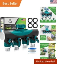 Garden Hose Splitter 4 Way - Superior Durability in Rust-Resistant Design, Green