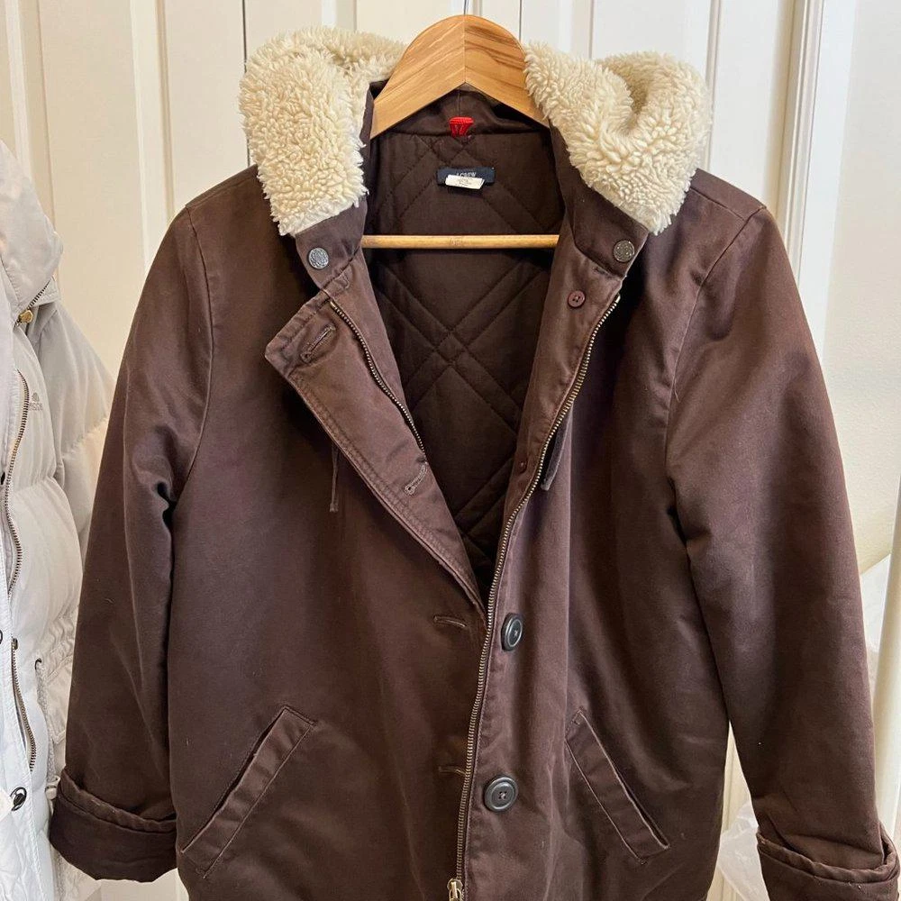 J crew sherpa hooded best sale parka
