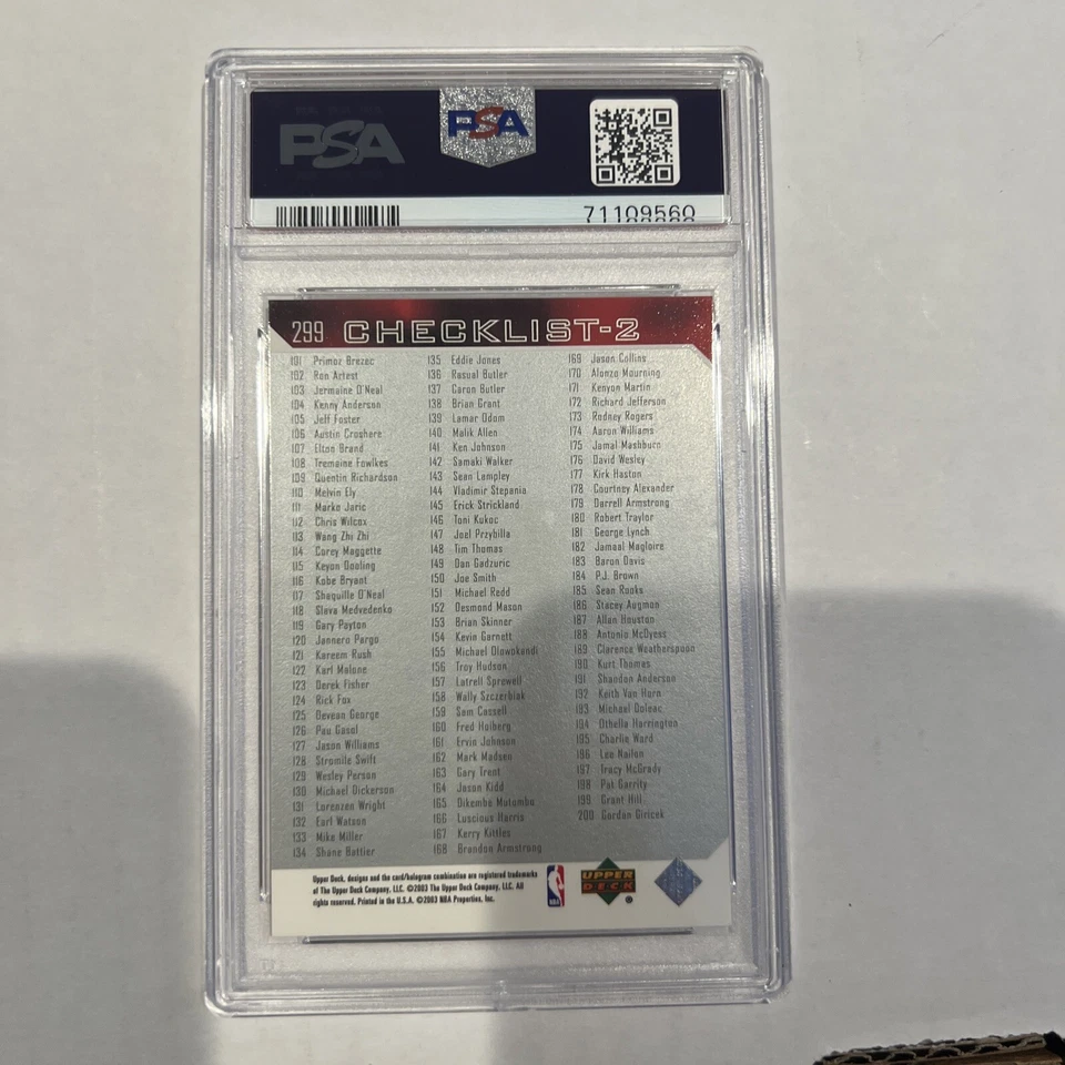 2003 Upper Deck Basketball #299 Michael Jordan Exclusives Checklist 2 PSA 8 - Image 2 of 2