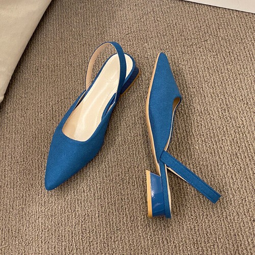 Sommer Damen einfarbig niedrige Absätze Leder Schuhe Bankett Party Sandalen Pumps - Bild 15 von 21