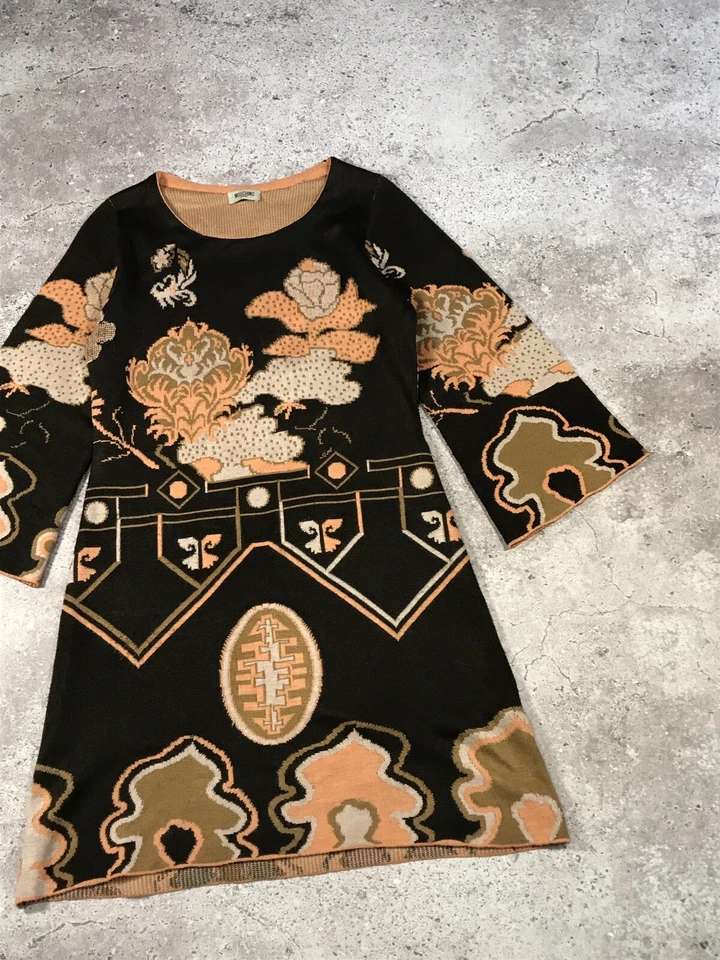 Vestido Vintage Años 90 Mujer Moschino Jeans Bordado Logo Marrón Foto 2 de 4