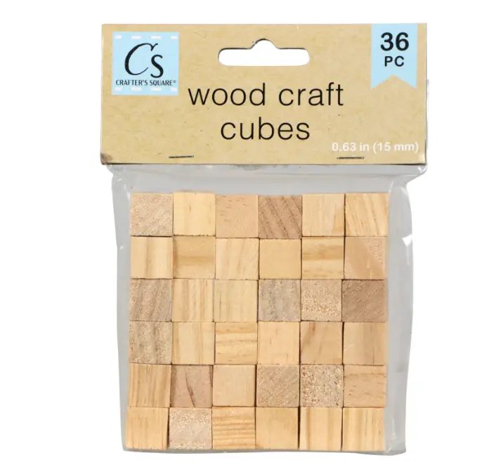 New 36 Pc Small Plain Wooden Cubes ,Square Blocks for Crafts & DIY 0.625 -  15mm