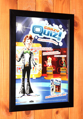 Crazy Quiz Nintendo Wii Mini Rare Promo Werbeblatt Gerahmt Poster Ad Page Framed