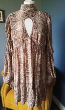 Nasty Gal Size 12 High Neck Puff Sleeves Smock Dress L@@K🤩