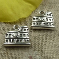 Free Ship 128 pcs tibetan silver villa charms 16x14x2.5mm L-4388