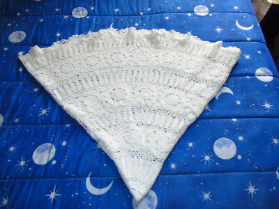Nappe Ronde Ancienne En Coton Crochet Main - 210 Cm + 8 Serviettes - Vintage Blanc