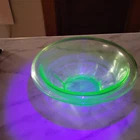 Hazel Atlas Green Uranium Depression Glass Rolled Edge Ribbed Mixing Bowl 5 1/2”