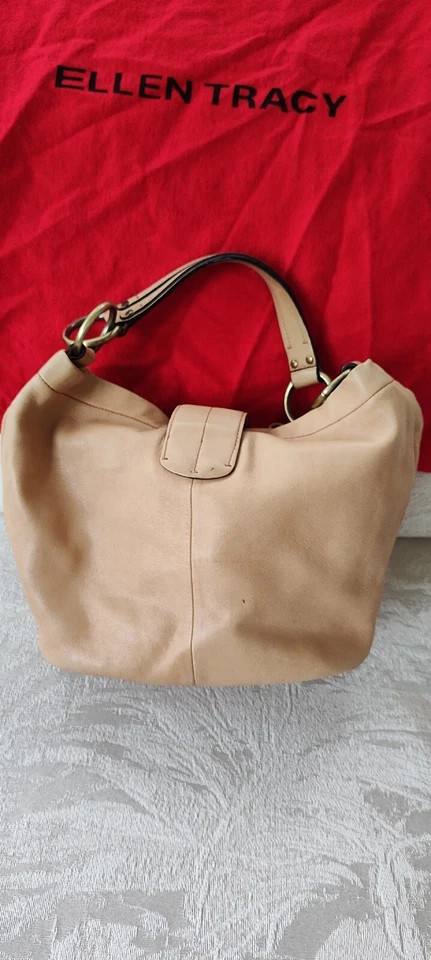 Ellen Tracy винтажный желтовато-коричневый коричневый кожаный наплечная сумка подержанный  - Изображение 2 из 4