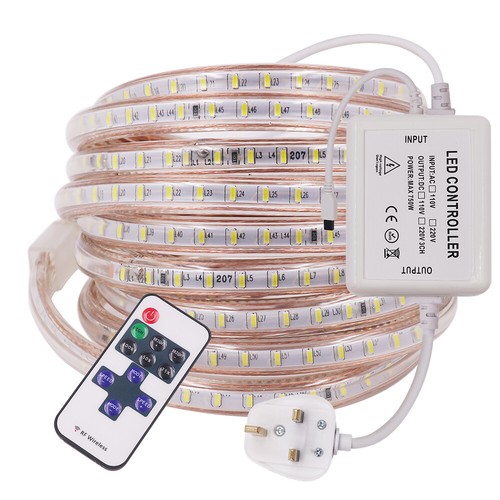AC 220V 240V 3014 LED Strip Lights Dimmable Flexible Rope Band Lights Remote - Picture 3 of 13