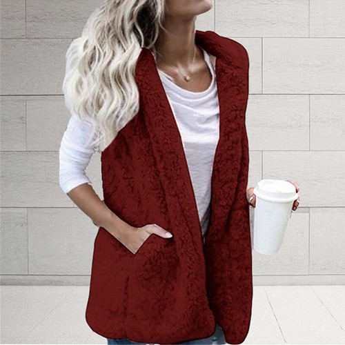 Mantel Weste Oberbekleidung Jacke Weste Damen Ladies Fleece Fell Körperwärmer Gilet - Bild 4 von 13