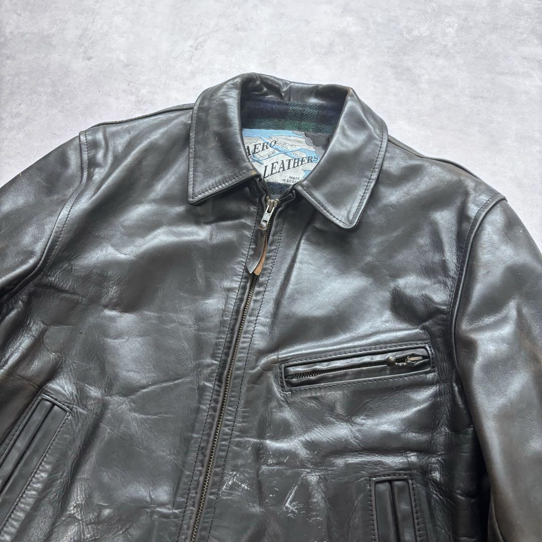 AERO LEATHER half belted vintage Black Horsehide Men