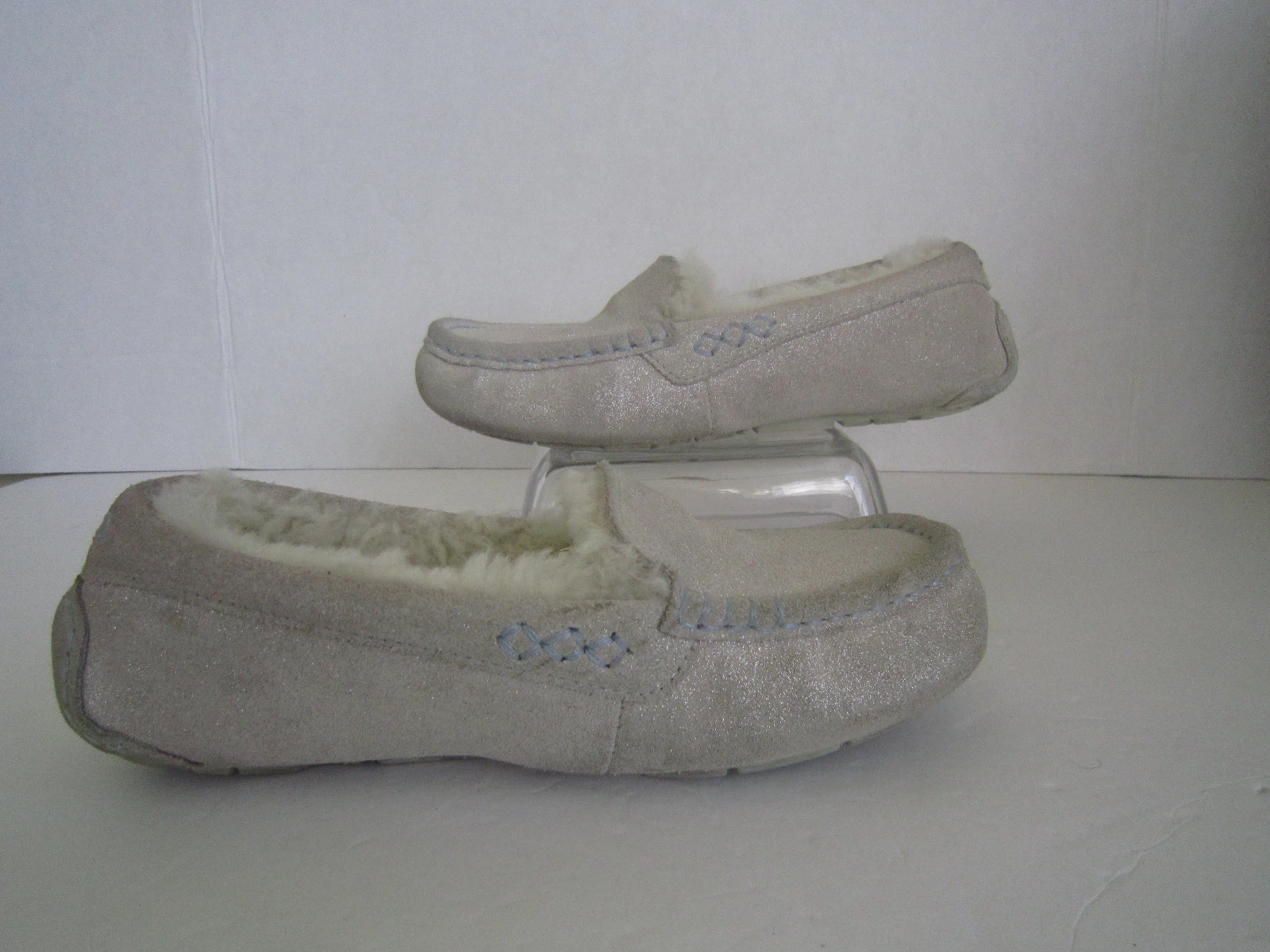 UGG mocassini pantofole donna glitter bianco brillante Ansley I Do scamosciato TG 5 $174