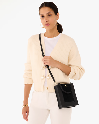 Kate Spade Lena Mini Tote Black Leather & Suede Bag KI886 Purse