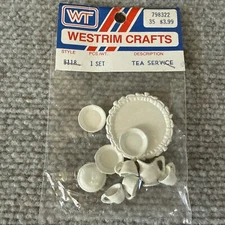 White Metal Dollhouse Miniature Metal Coffee Tea Set Service New Vintage