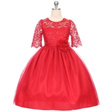 RED Size 8 Flower Girl Dress Birthday Wedding Bridesmaid Party Recital